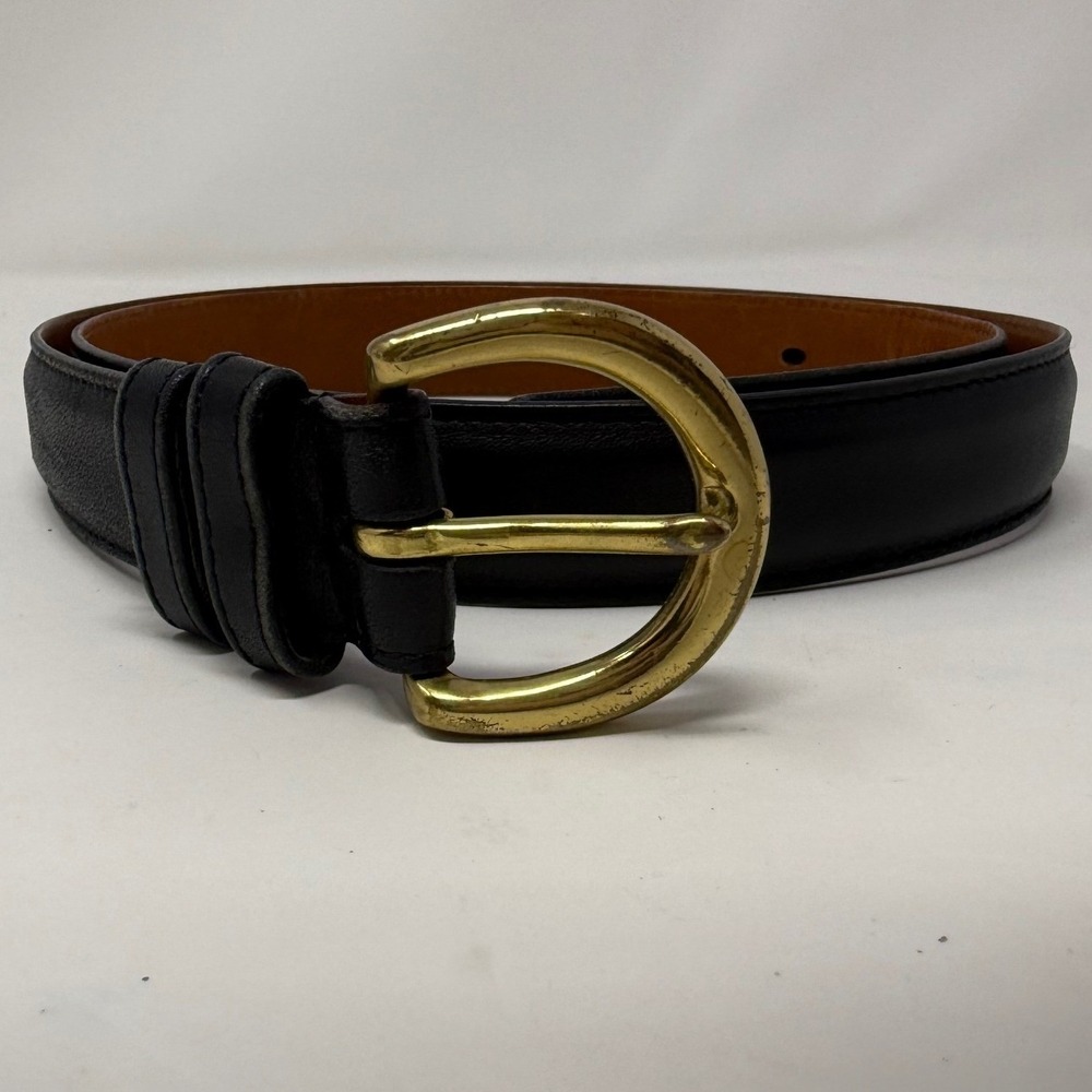 Coach Vintage Black Leather Belt Solid Brass Buckle 8400 Large Handcrafted